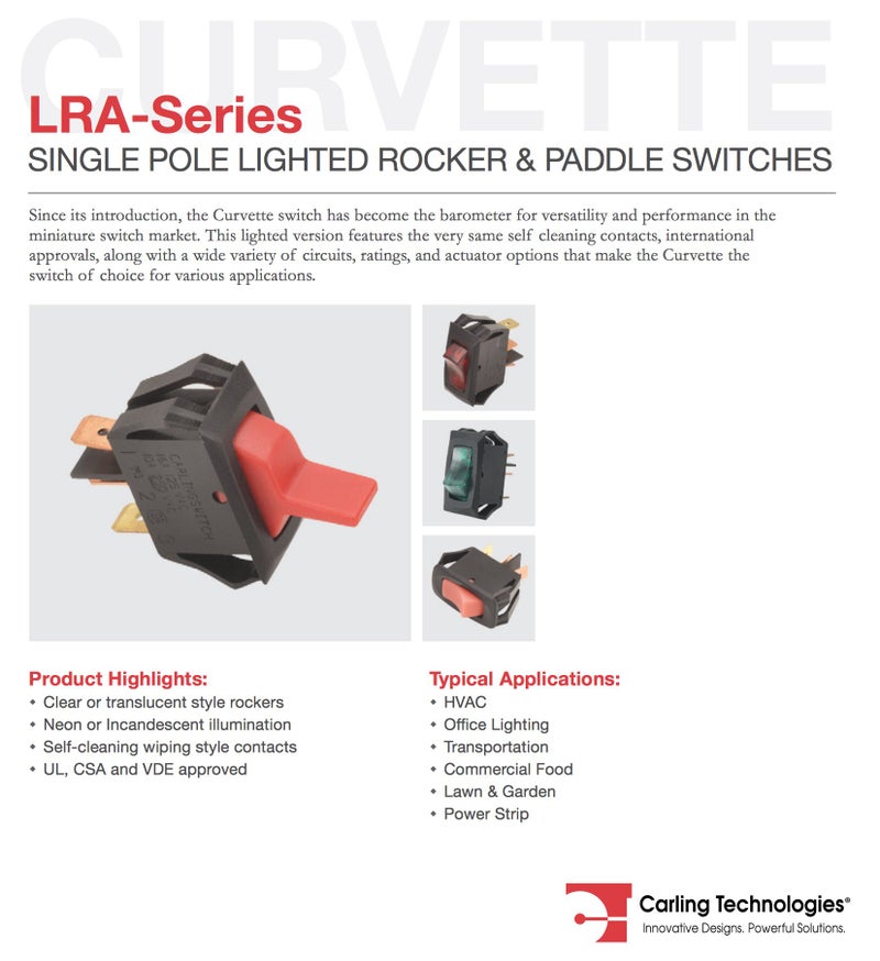 Carling Technologies 2X Carling Technologies Lra911-Rs-B/120N Lighted Rocker Switch,Spst,3 Connection - Image 2